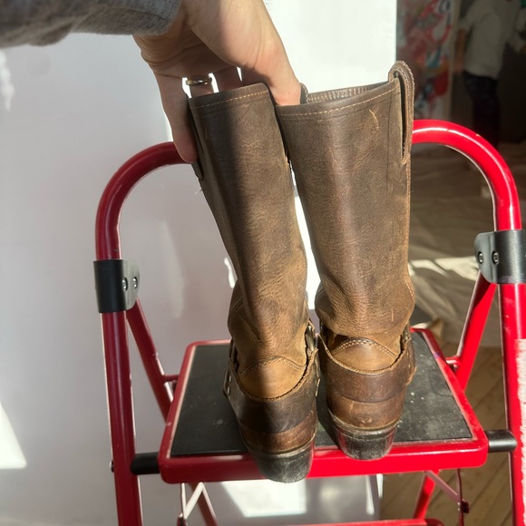 Frye Brown Cowboy & Western Boots with Leather Material and Decorative Strap - Picture 2 of 7
